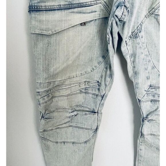 Smoke Rise Slim Fit Mens Bike Jeans Punk Funky Contemporary Casual Size 38/32 - Picture 8 of 9